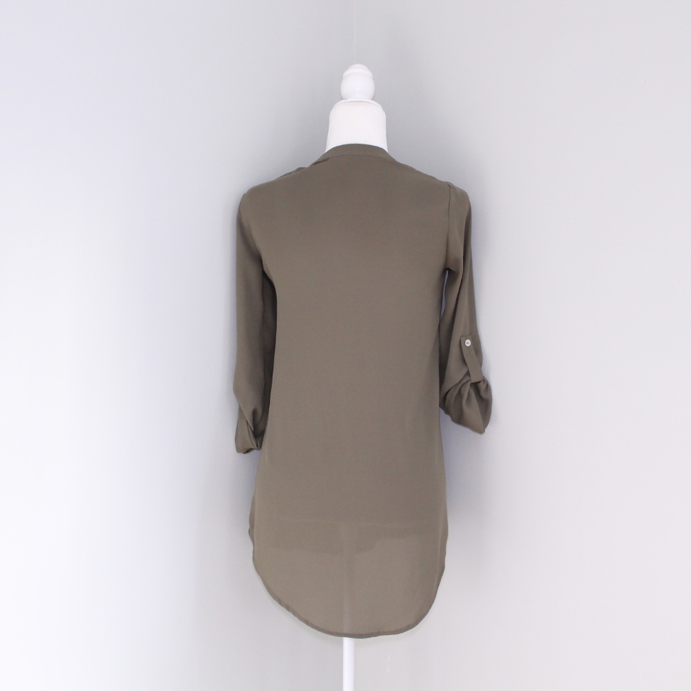 About a Girl Green Olive High-Lo Tunic Dress Sz S - Picture 5 of 7